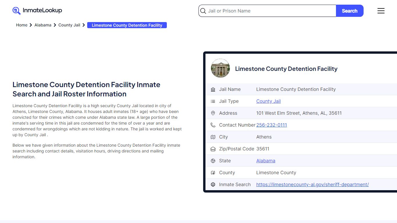 Limestone County Detention Facility (AL) Inmate Search and Jail Roster ...